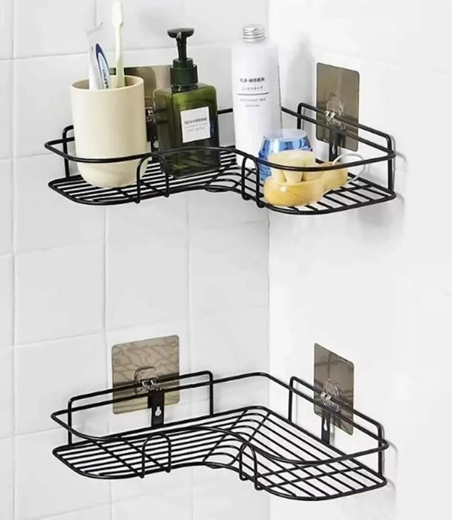Corner Rack-Stainless Steel Self Adhesive Bathroom Shelf Corner Rack for Kitchen & Bathroom Shelves Bathroom