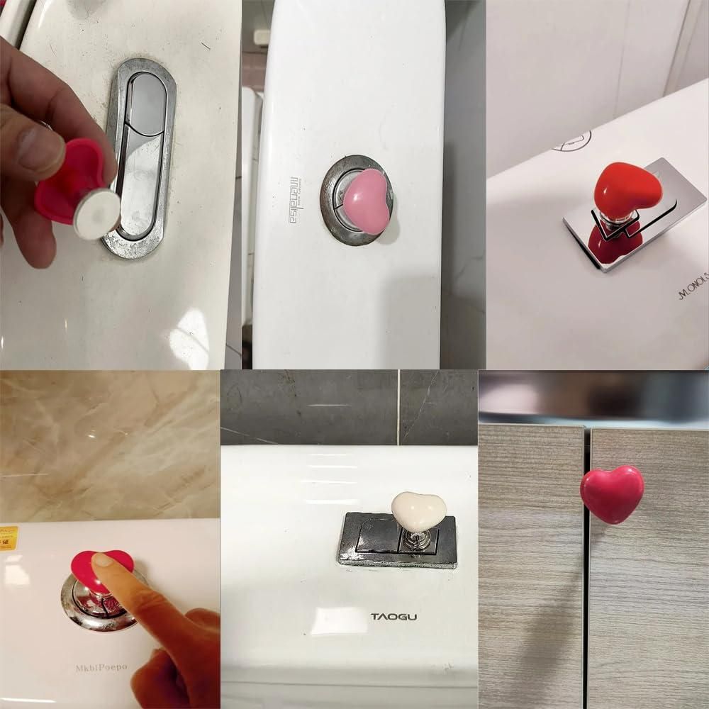 Toilet Press Button Heart Shape (Pack of 4)