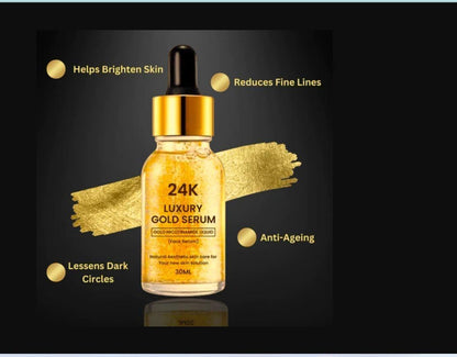 24K Gold Face Serum improves Dullness Reduces fine lines (30 ml) (Pack Of 2)