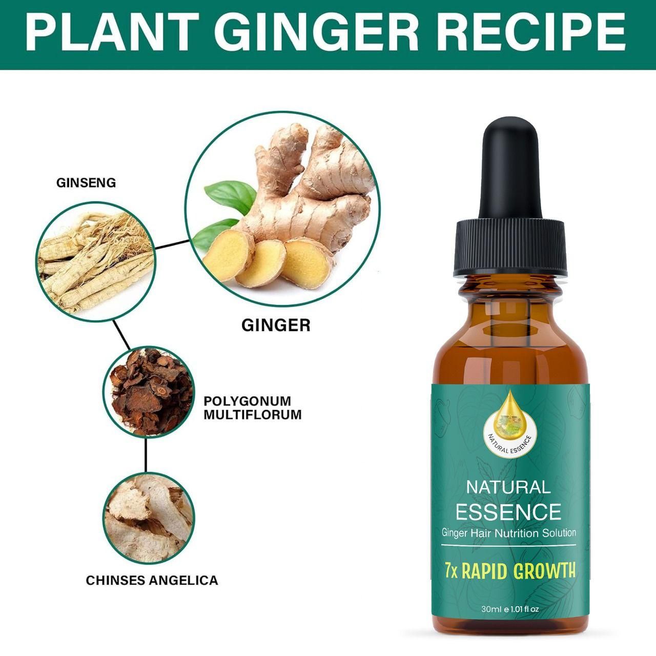 Natural Essence Ginger Hair Nutrition Solution 7* Rapid Growth 30ml (Pack of 2)