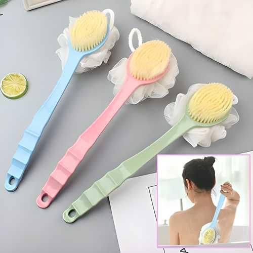 2 IN 1 loofah with handle, Bath Brush, back scrubber (Pack of 2)
