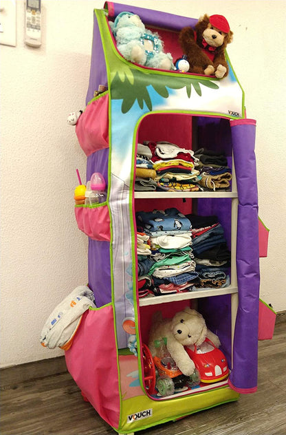 Cloth Organizer - 5 Shelf Folding Wardrobe Organizer With Wheels