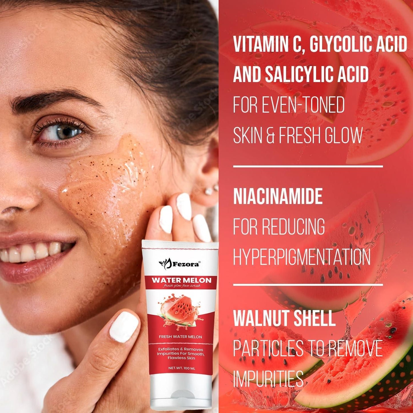 Fezora Watermelon Fresh Glow Face Scrub 200 ML Pack of 2