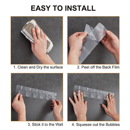 Adhesive Wall Hook for Hanging Coat Hat Towel Purse  Door Hanger (Piece of 6)