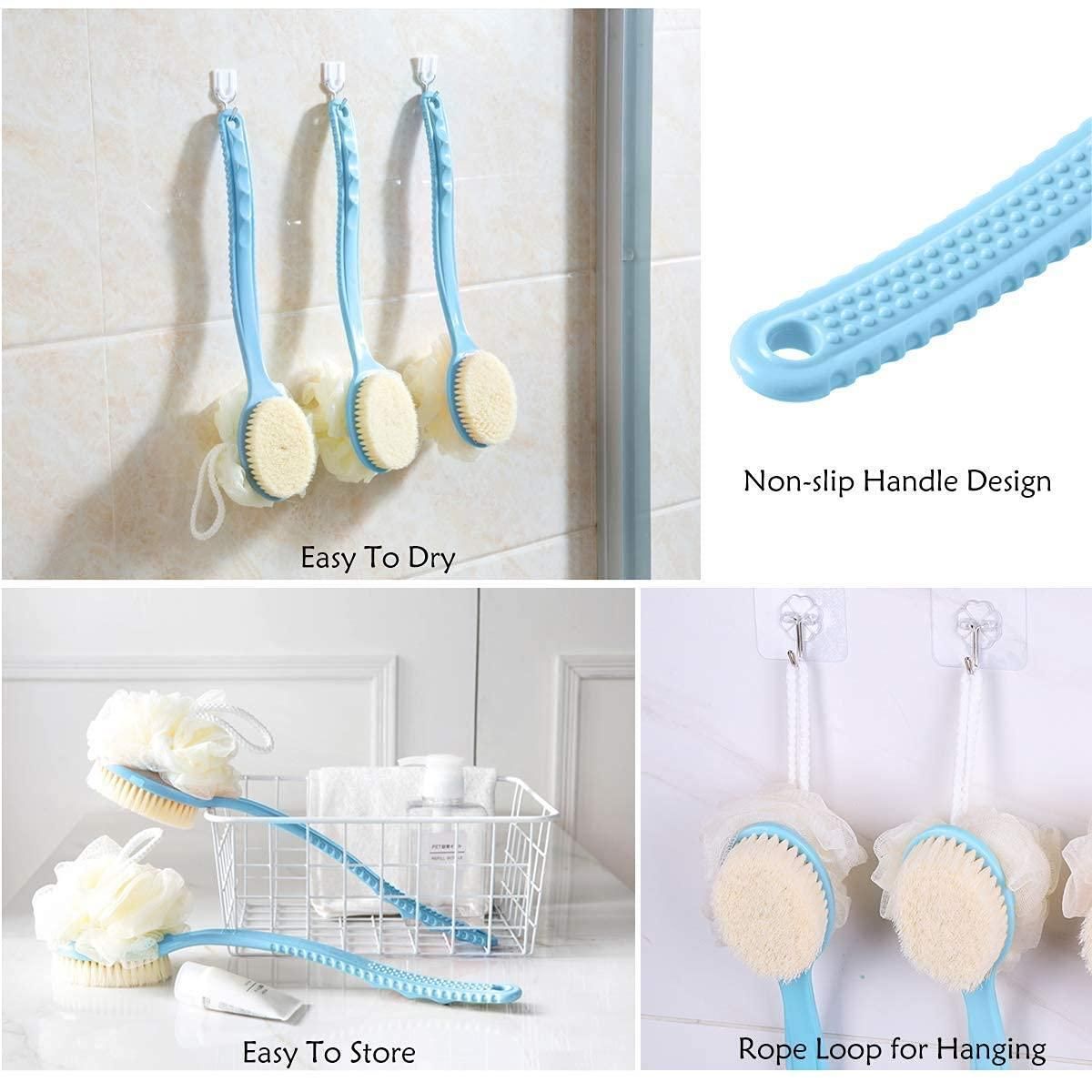 2 IN 1 loofah with handle, Bath Brush, back scrubber (Pack of 1)