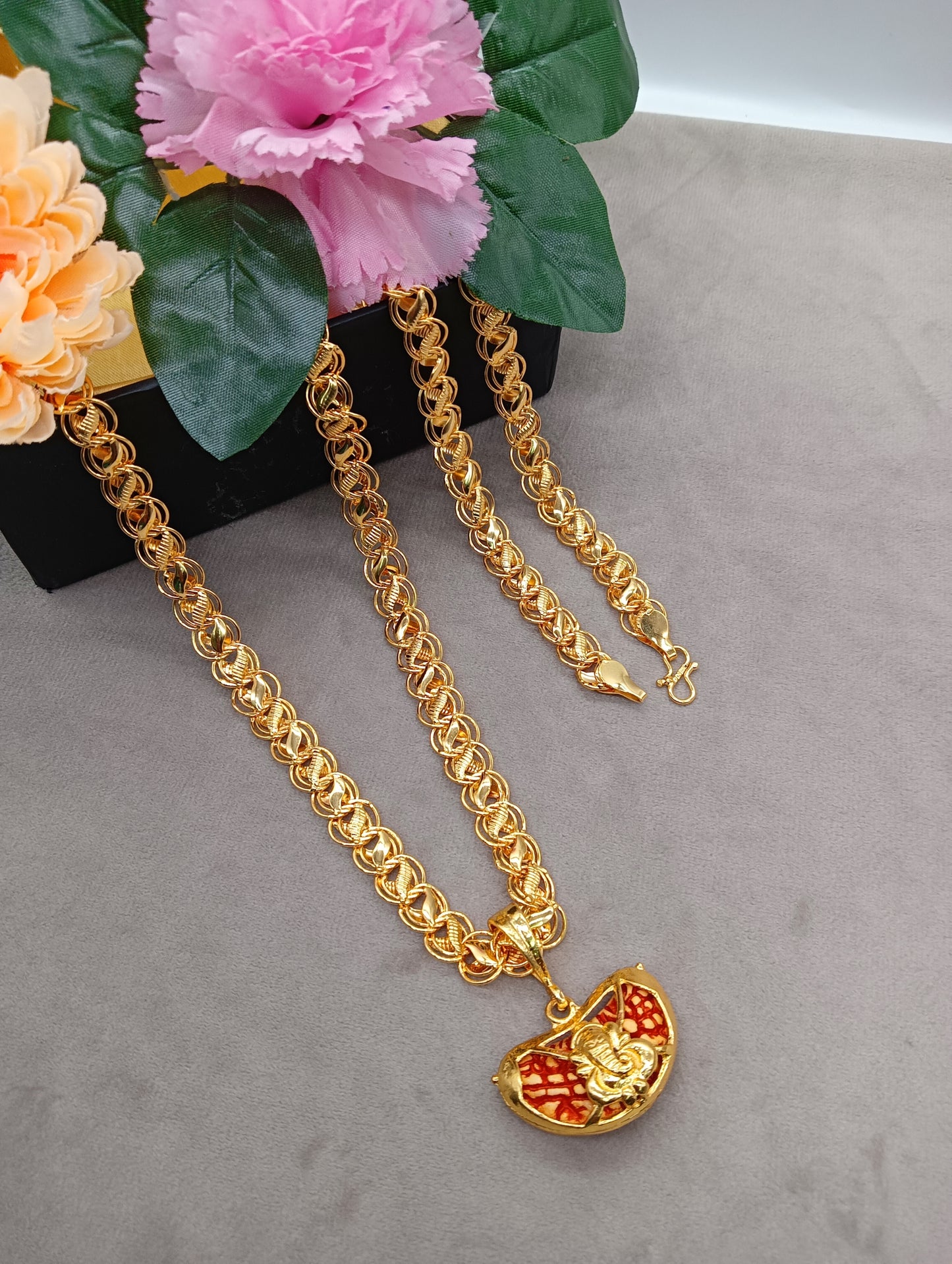 Luxurious Men's Gold Plated Pendant With Chain Vol 2