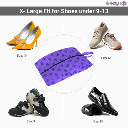 PrettyKrafts Shoe Bag with Center Zipper- Large (Set of 3 pcs) - Purple