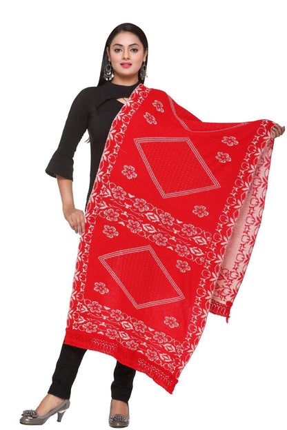 Women's Woolen Floral Pattern Winter Stole