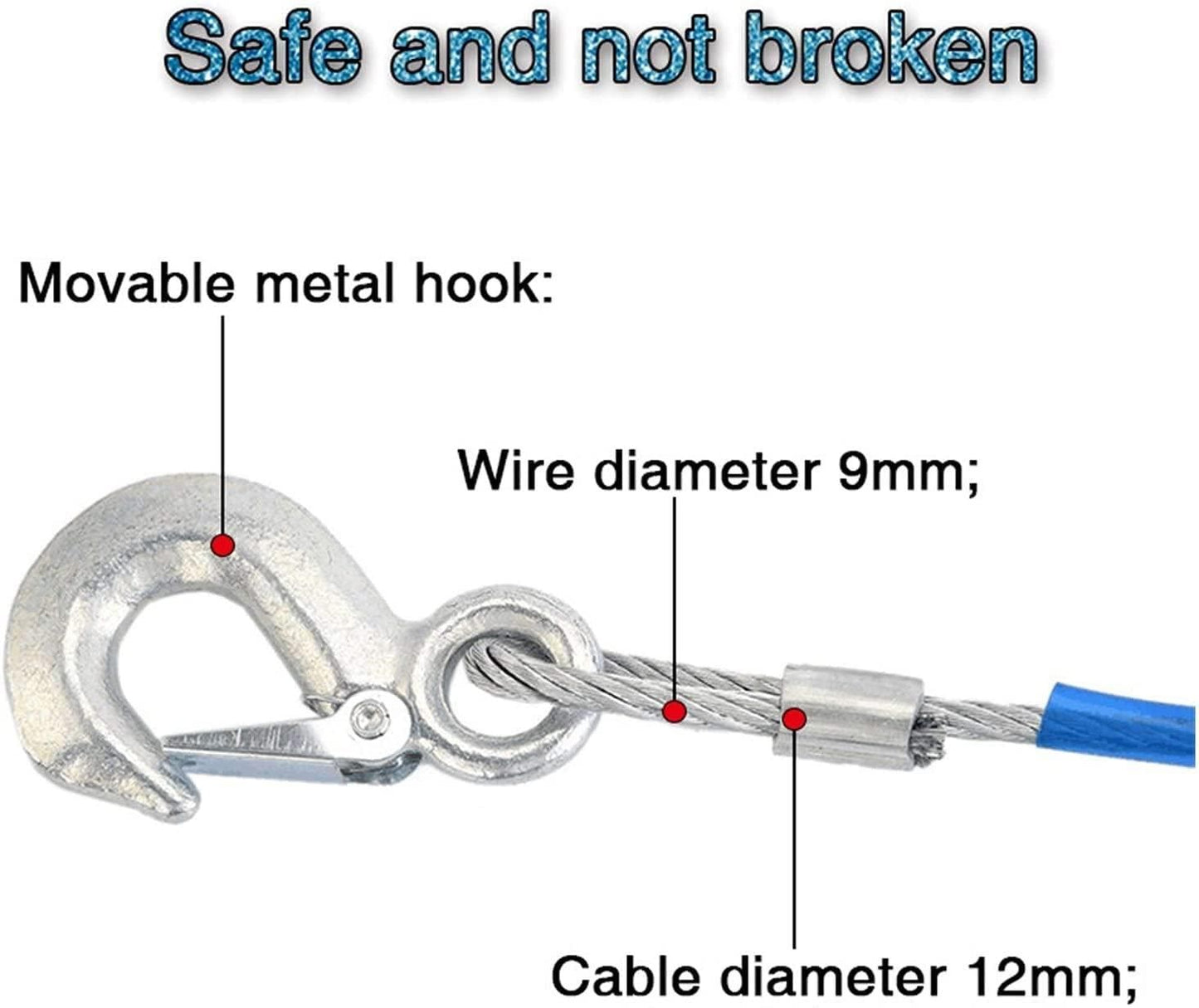 Heavy Duty Steel Wire Car Towing Pull Rope 10 mm