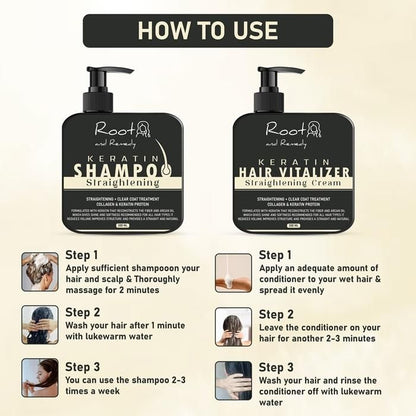 Herbal Pro Hair Straightening Shampoo & Keratin Hair Vitalizer Cream (Pack of 2)