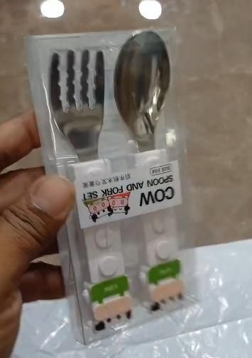 Cow Shaped Grip Spoon and Fork