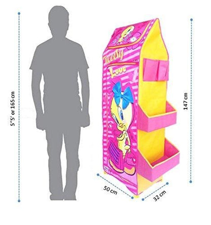 Cloth Organizer - 5 Shelf Folding Wardrobe Organizer With Wheels