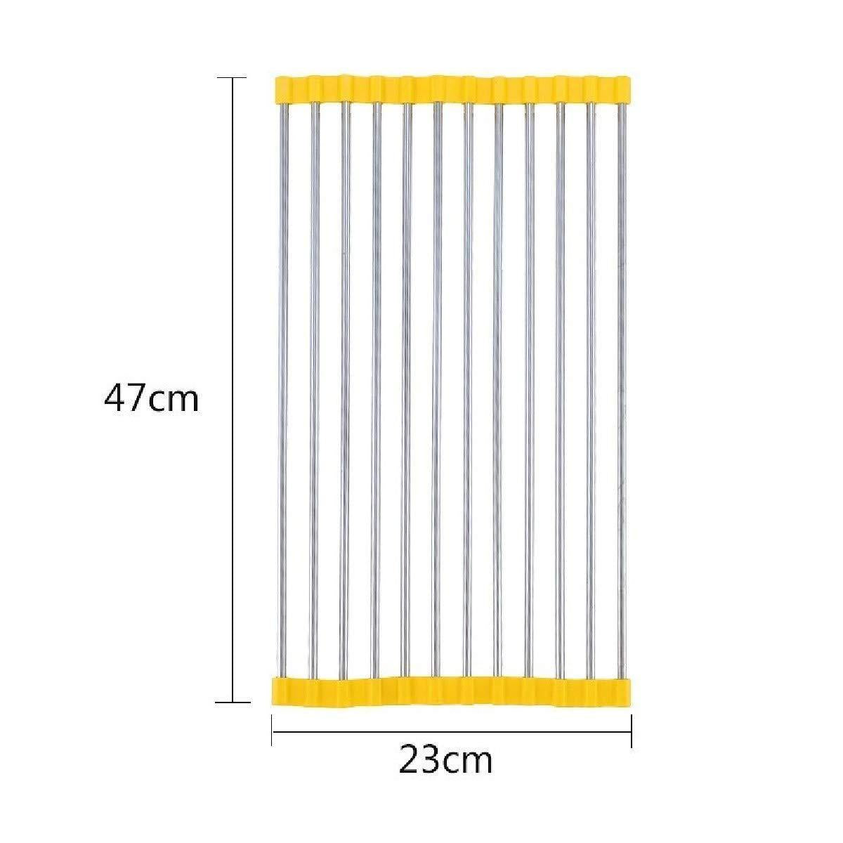 Sink Draining Rack- Stainless Steel Foldable/Roll-Up Over Sink Dish Drainer Drying Rack(Assorted Color)