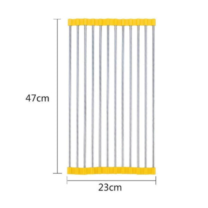 Sink Draining Rack- Stainless Steel Foldable/Roll-Up Over Sink Dish Drainer Drying Rack(Assorted Color)