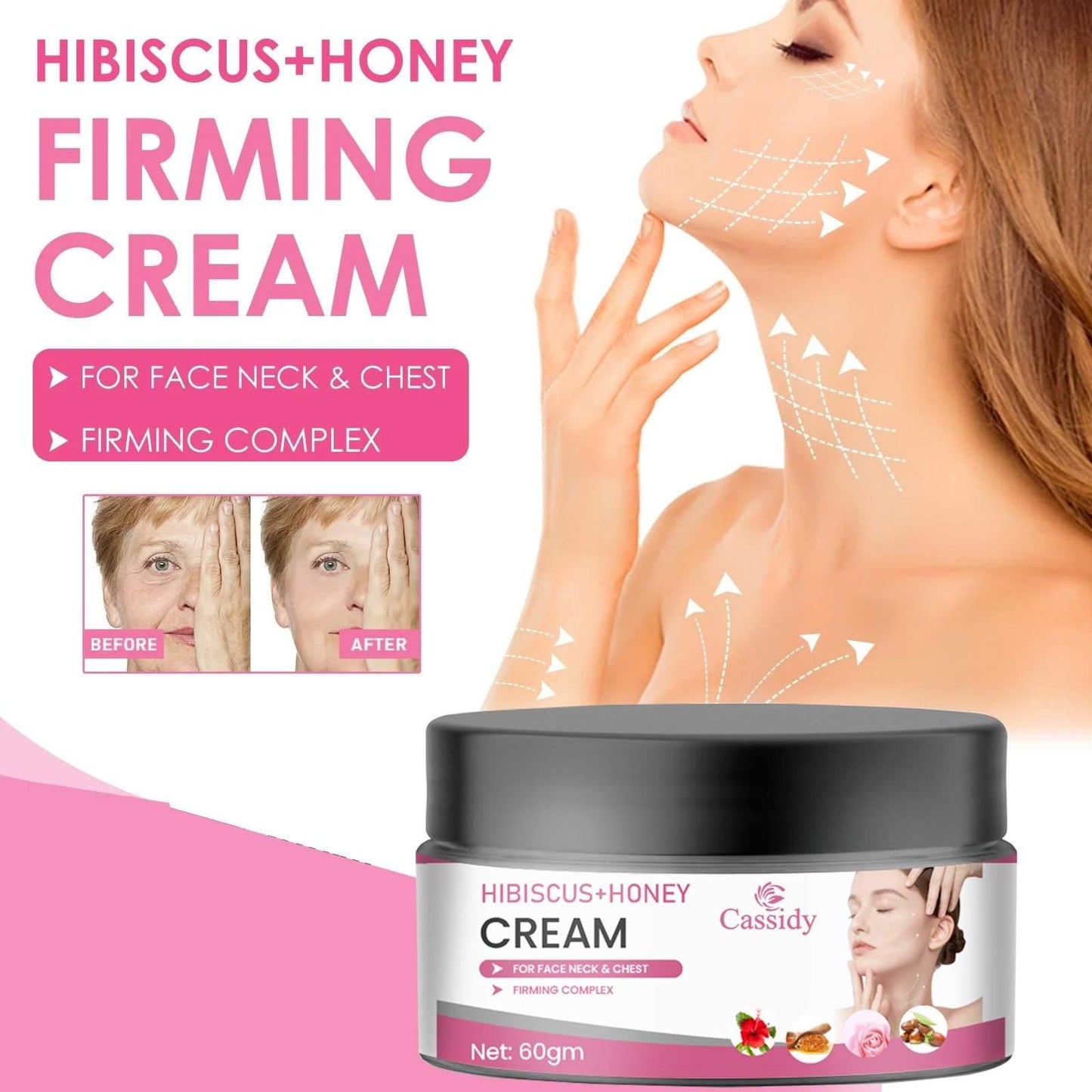 CASSIDY Hibiscus & Honey Cream is a nourishing moisturizer specially made for your face, neck, and chest. This 60g cream combines the natural benefits of hibiscus and honey to help firm and hydrate your skin. The firming complex works to improve skin e...
