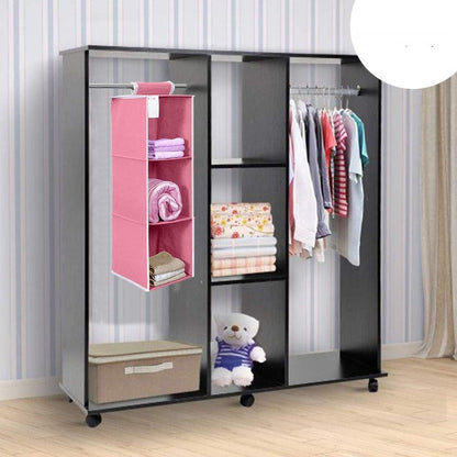 Cloth Organizer - Hanging 3 Shelves Wardrobe Organizer