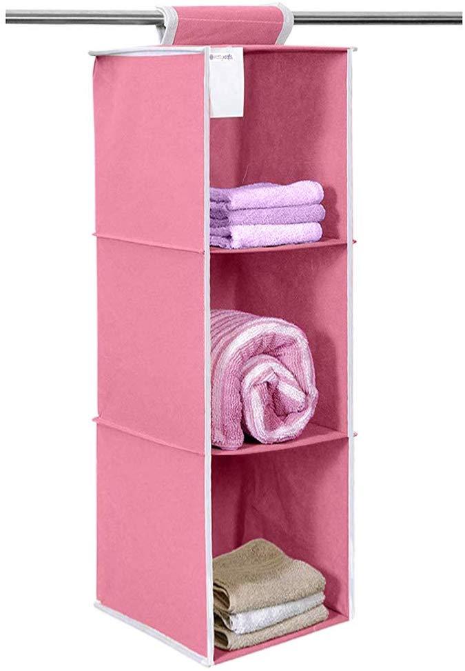 Cloth Organizer - Hanging 3 Shelves Wardrobe Organizer