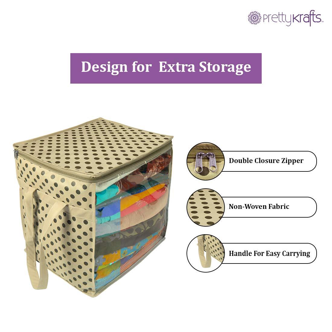 Saree Cover - Printed Non Woven Saree Cover with Handles and Transparent Front (Pack of 4)