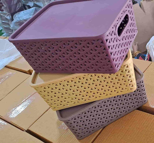 Plastic 1 Piece Multipurpose Storage Basket With Lid