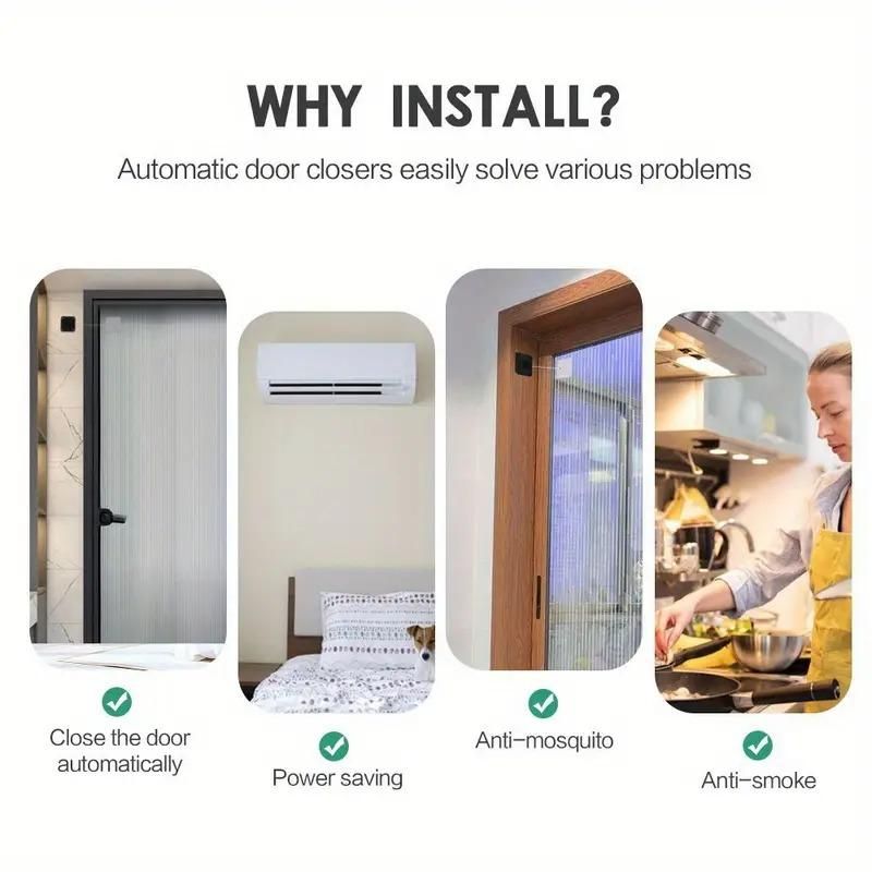 Easy-Install Automatic Door Closer - Adjustable, No-Drill Surface Mount with Sensor for Effortless Closing