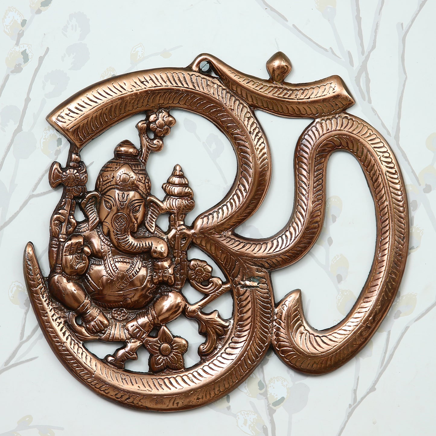 eCraftIndia Metal wall hanging of Lord Ganesha with Om