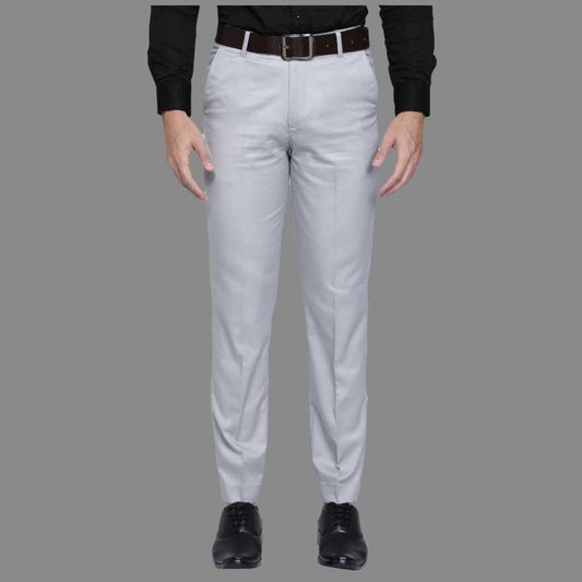 Lycra Blend Solid Regular Fit Mens Formal Trousers