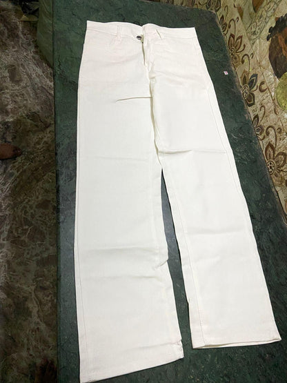 Men's Loose Fit Mid Rise  White Jeans