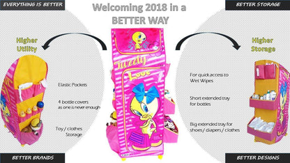 Cloth Organizer - 5 Shelf Folding Wardrobe Organizer With Wheels