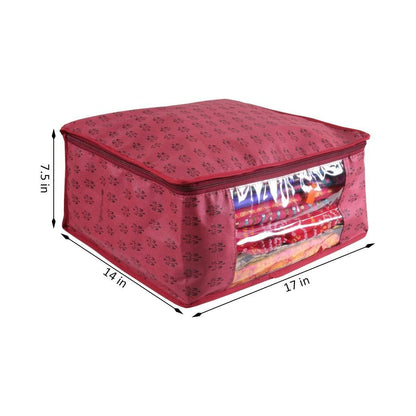 Saree Cover - Printed Non Woven Saree Cover with Transparent Window (Set of 3)
