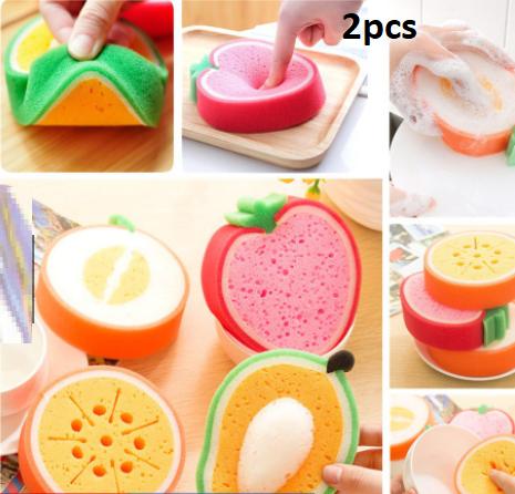 Cleaning Sponge- Fruits Shaped Kitchen/Bathroom Wash Cleaning Sponge (Pack of 2)