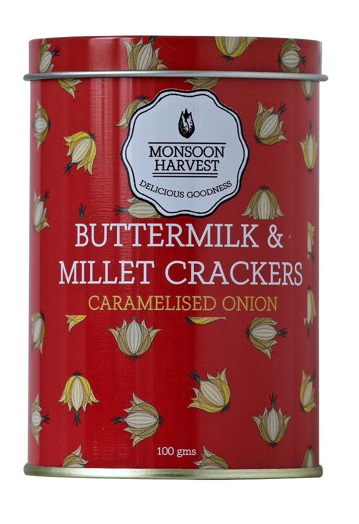 Monsoon Harvest Buttermilk & Millet Crackers - Caramelised Onion 100 Gms (Pack of 3)