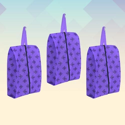 PrettyKrafts Shoe Bag with Center Zipper- Large (Set of 3 pcs) - Purple