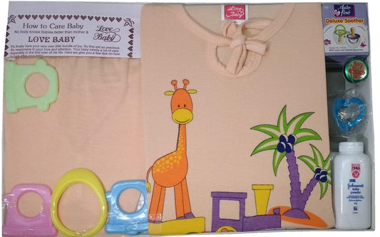 New Born Baby Gift Set Blue Hot Shot Peach