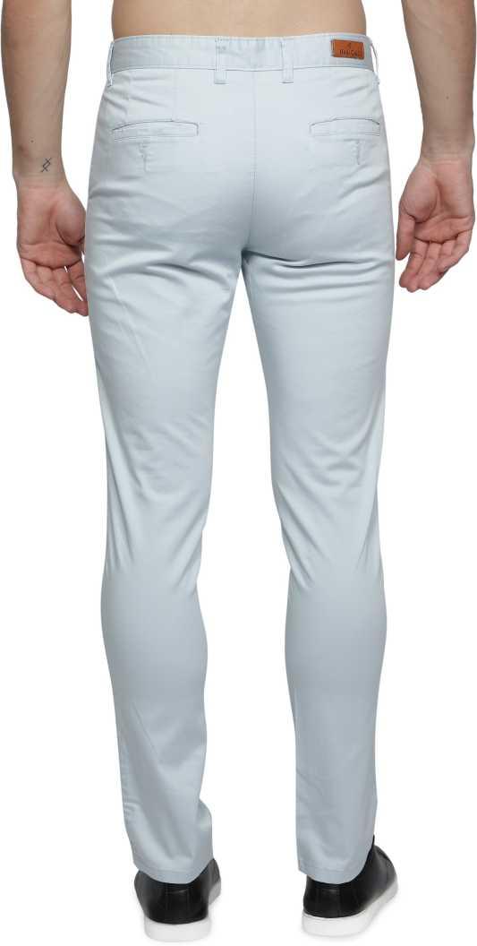 Lycra Blend Solid Slim Fit Mens Casual Trousers