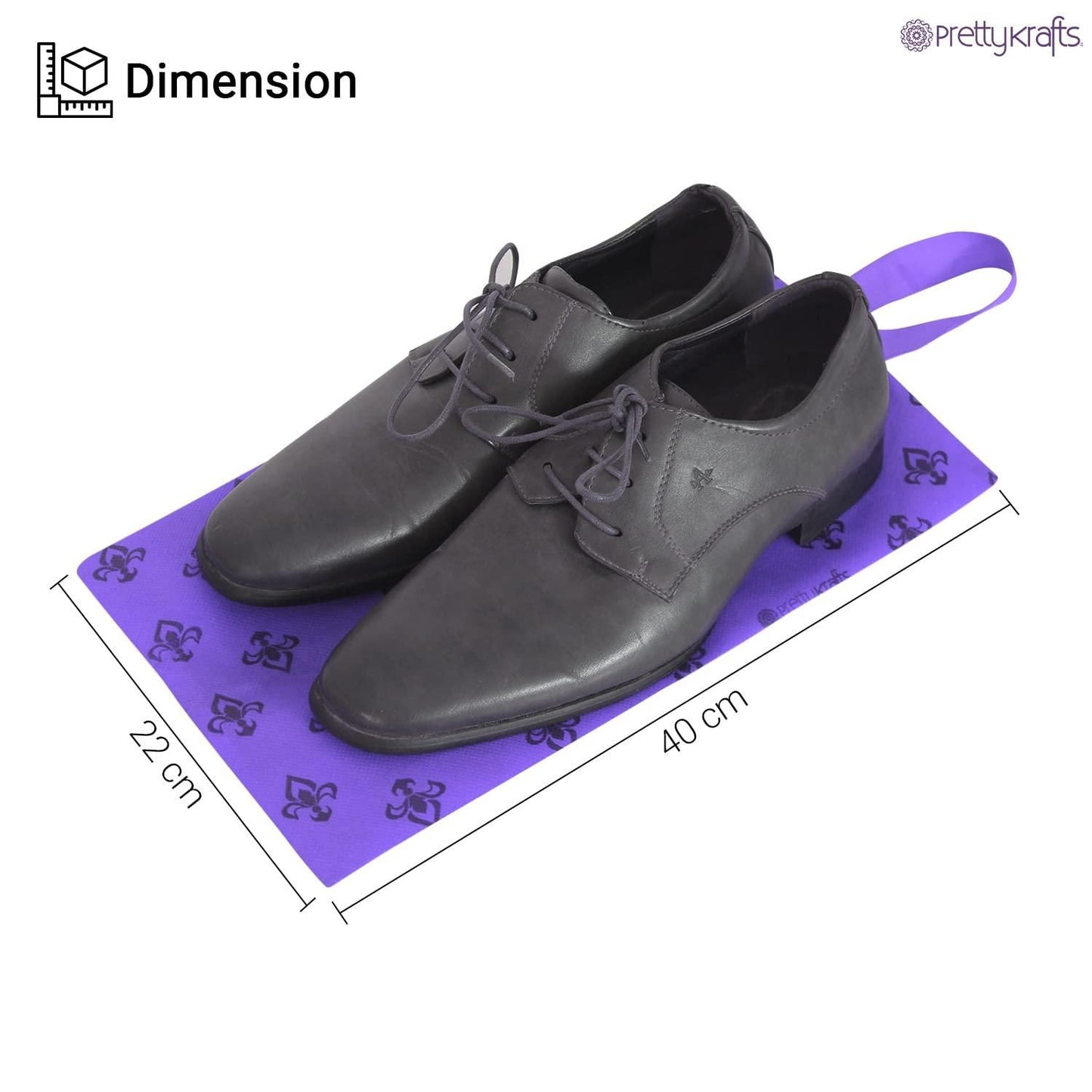 PrettyKrafts Shoe Bag with Center Zipper- Large (Set of 3 pcs) - Purple