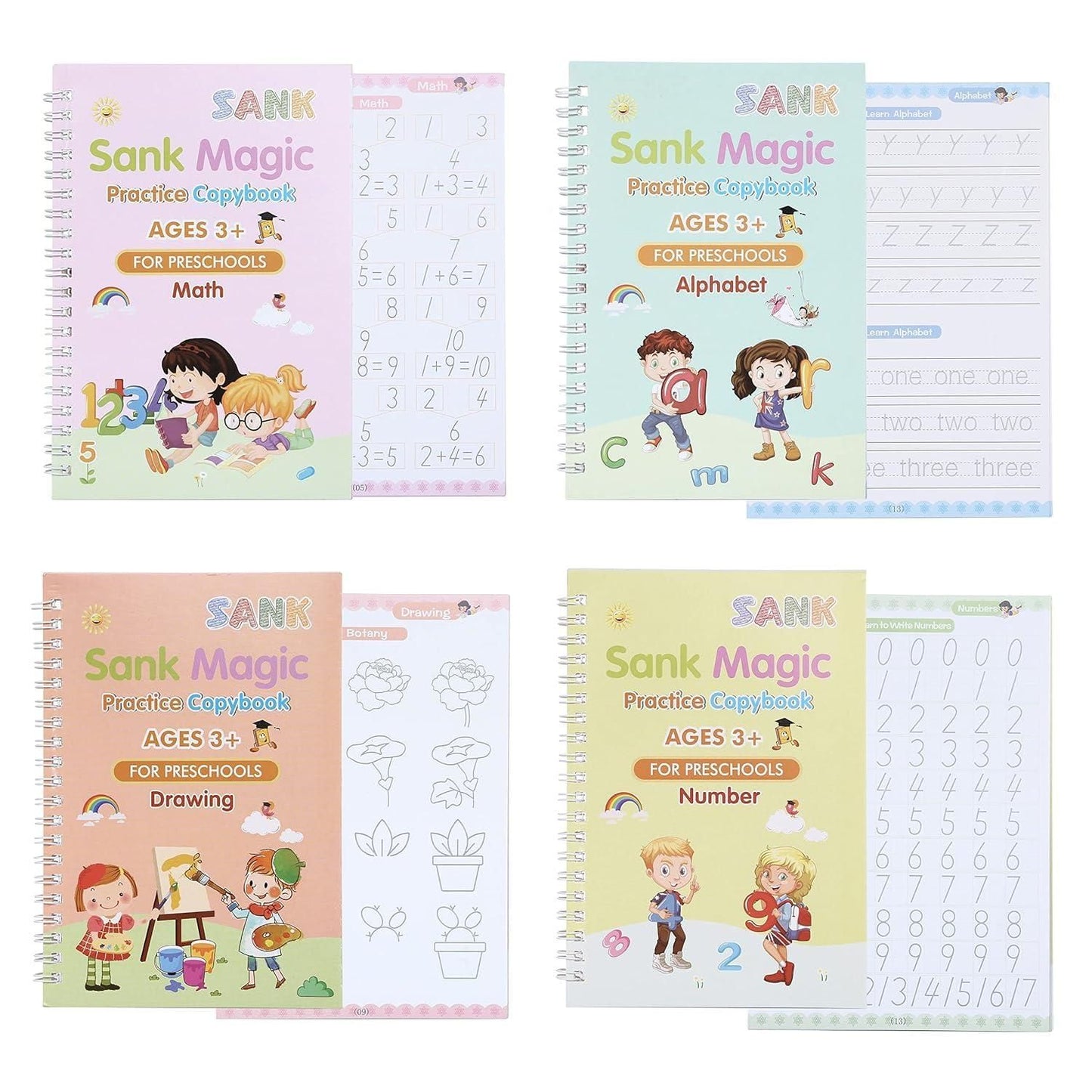 Sank Magic Practice Copybook (4 BOOKS,1 PEN,1 GRIP,10 REFILL)