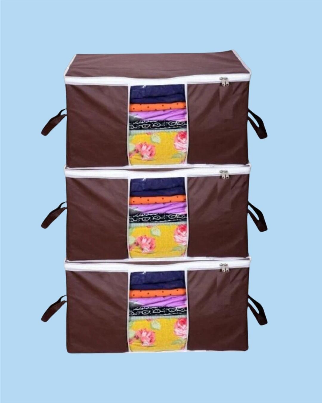 Solid Non Woven Storage Organizer (Set of 3)