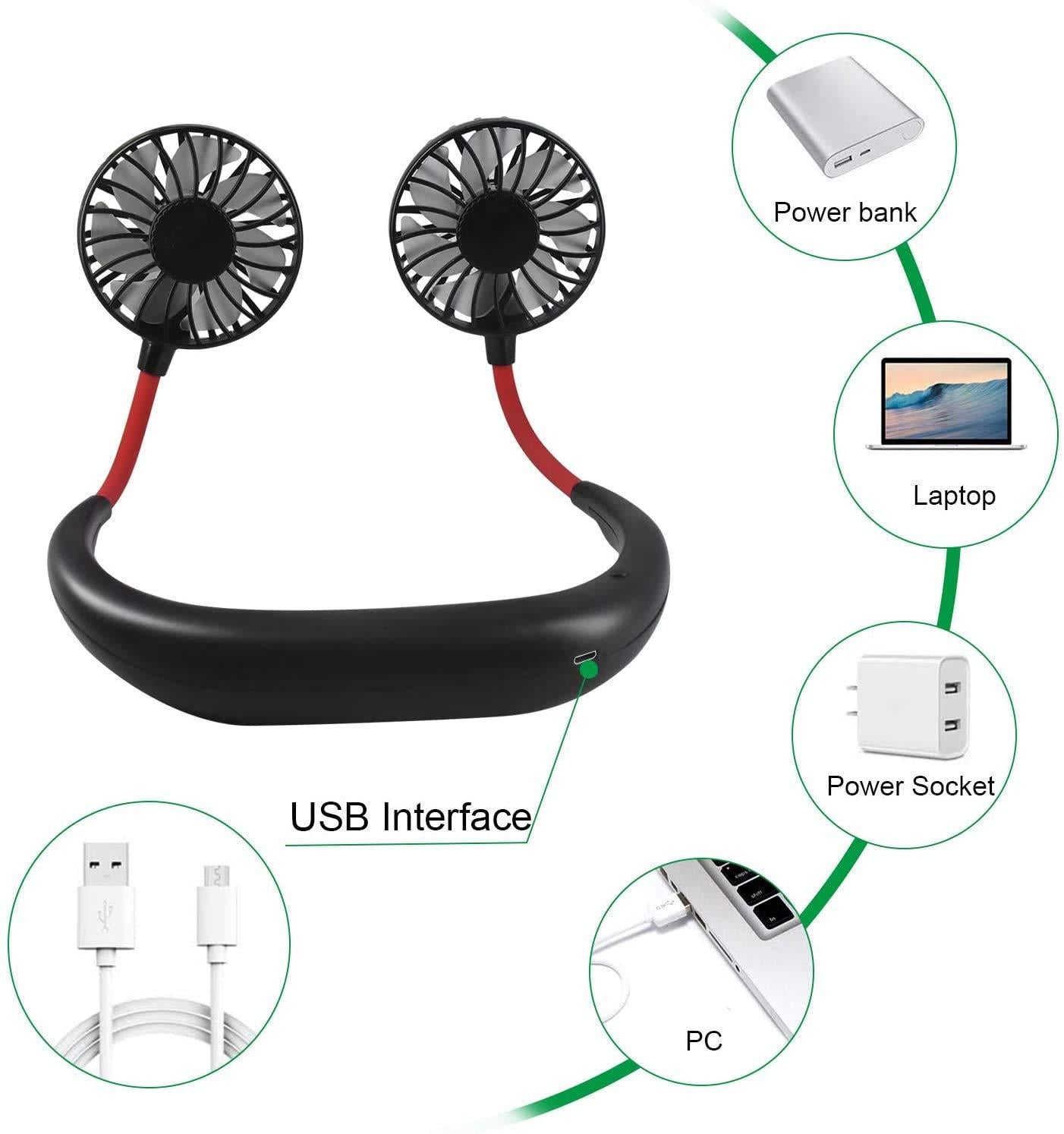 Neck Fan- Rechargeable Portable Neck Fan with 3 Level Fan Speed