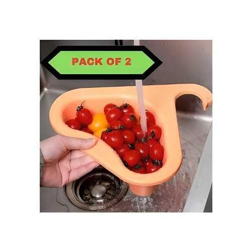 Multipurpose Plastic Kitchen Sink Organizer Corner Dish Drying Rack Sink Basket for Washing Vegetables Fruits Sink Dustbin, Swan Shape Washing bowl - Pack of 2