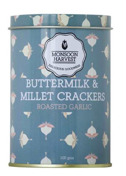 Monsoon Harvest Buttermilk & Millet Crackers - Roasted Garlic 100 Gms (Pack of 3)