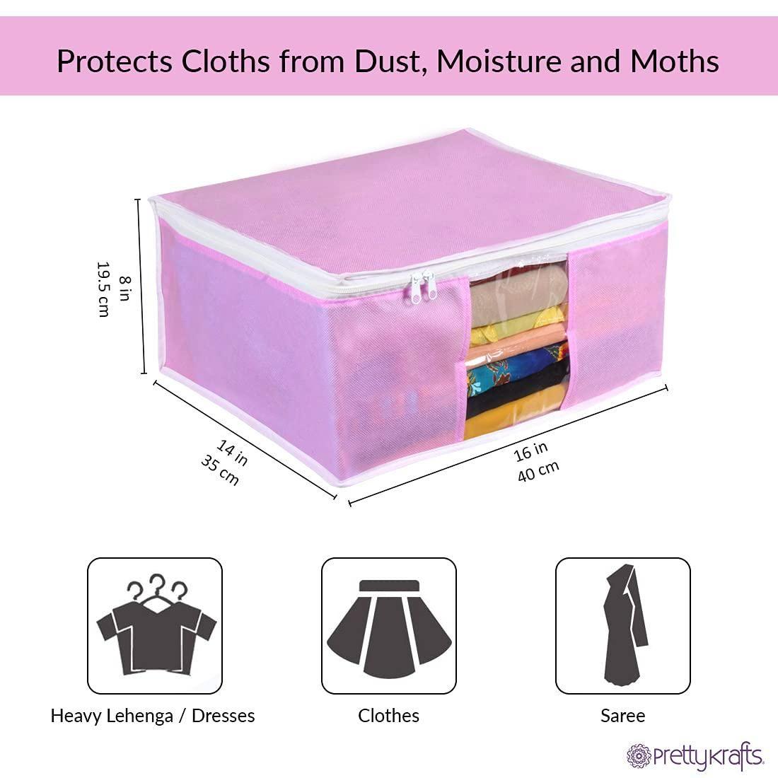 Saree Cover - Solid Non Woven Saree Cover for Wardrobe (Pack of 3)