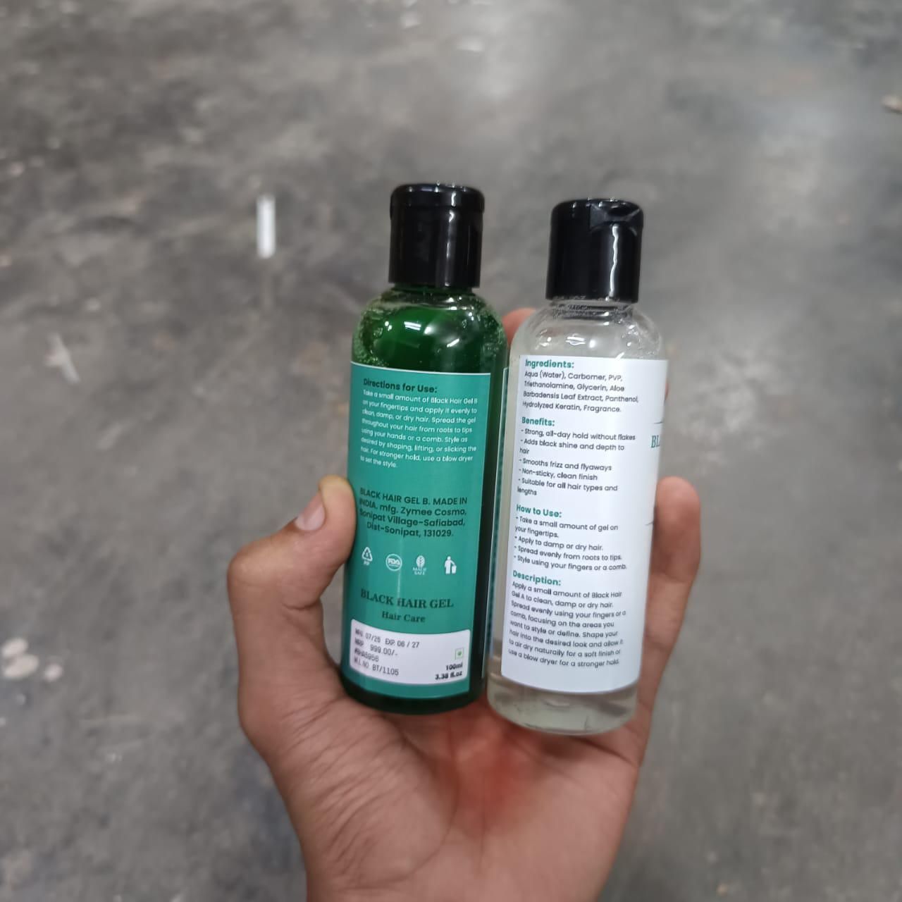 Black Hair Gel 200 ml Pack of 2