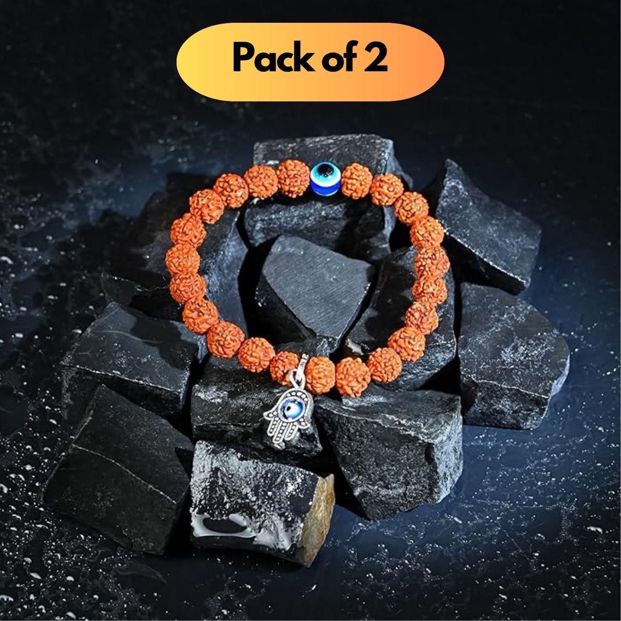Spiritual Eye Bohemian Rudraksha Beads Bracelet Pack of 2