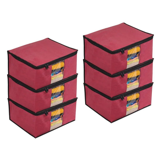 Saree Cover - Solid Non Woven Saree Cover for Wardrobe (Pack of 6)