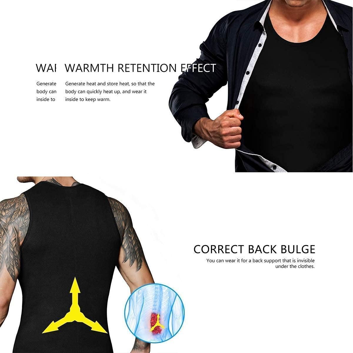 Men?s Sweat Shaper Vest for Weight Loss Sauna Slimming Workout Tanktop (Black)