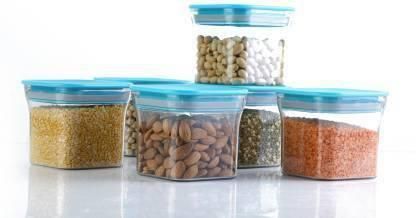 Containers- New Kit Kat Premium Quality Square Shaped Air Tight Containers Storage Jar 600ml (Pack of 6)