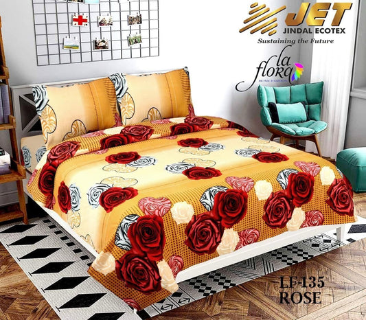 1 Double Bedsheet with 2 Pillow Covers